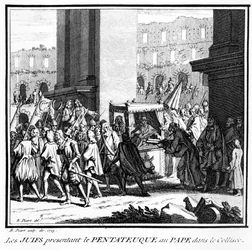 Die Juden von Rom überreichen dem Papst die Tora im Kolosseum, 1725